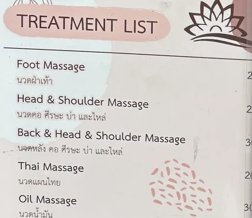 Close-up of the bilingual treatment list board